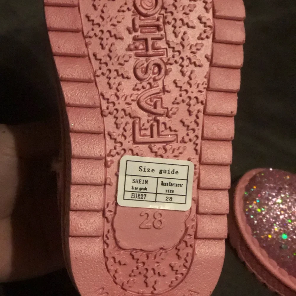 SHEIN Pink Glitter Slip-On Kids Boots